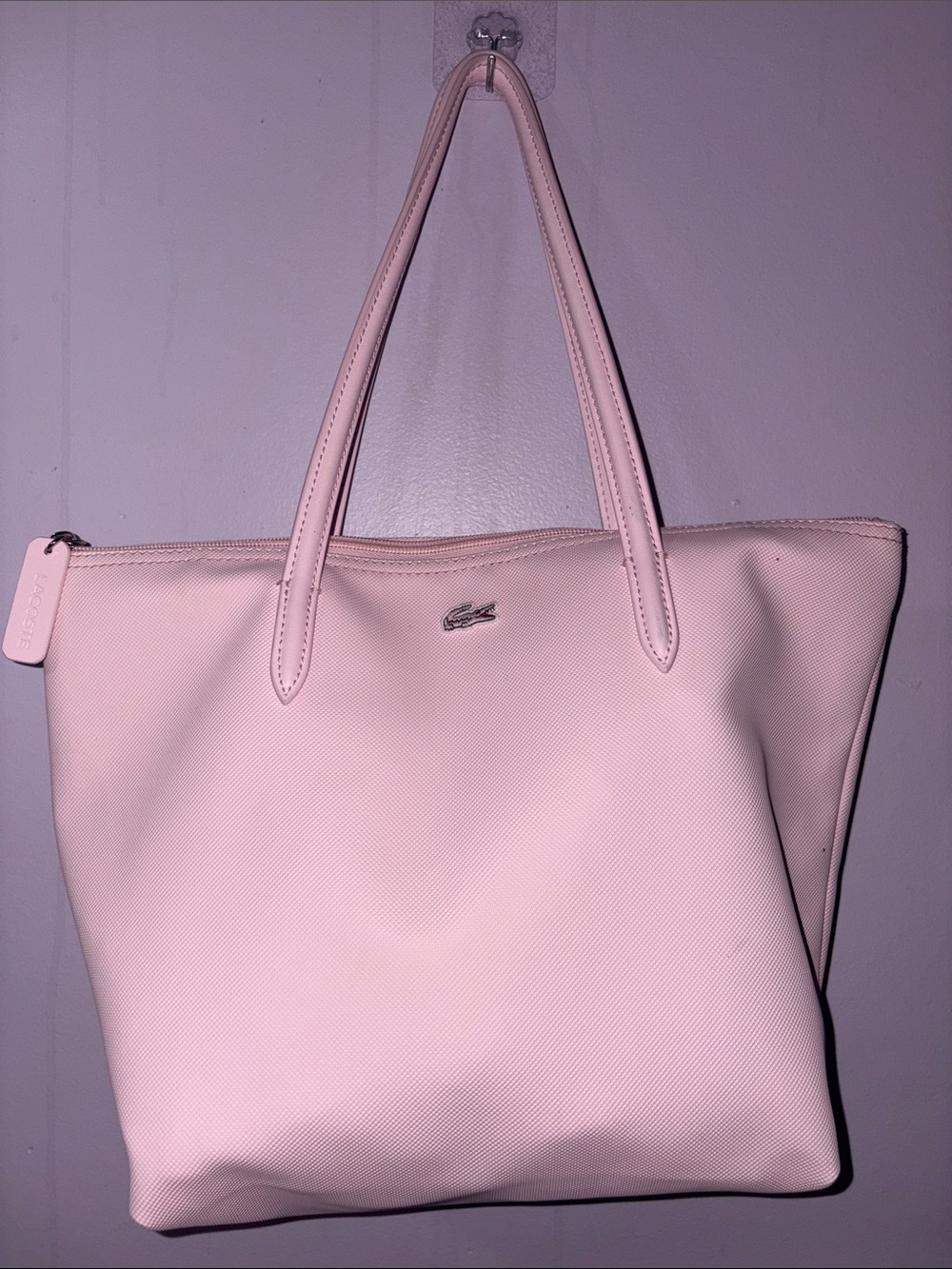 Lacoste Pale Pink Saffiano Tote Bag
